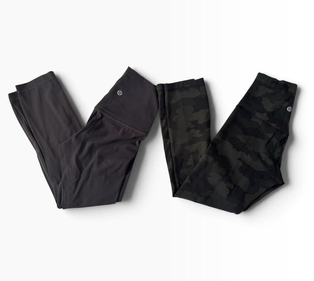 Lululemon Size 2 Align Crop Leggings LOT Of 2 Black & Camo Active Gym #NE219